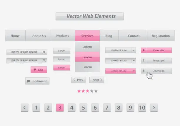 Pink Ui Color Schemes Free flat ui kit in pink Clipart Images | FreeImages