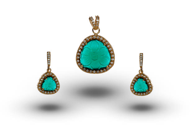 istock Beautiful earrings and pendal over white background 955768800