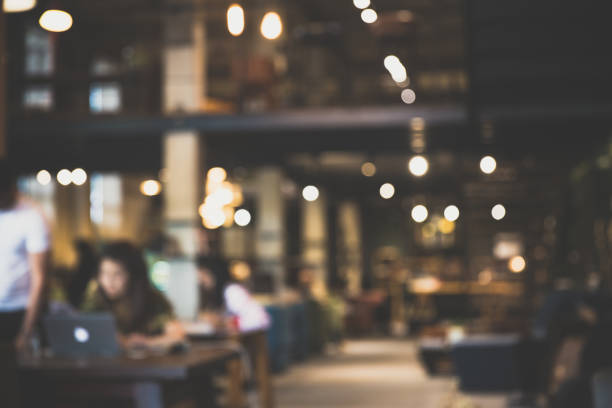 Photo blurred of coffee shop or modern library .