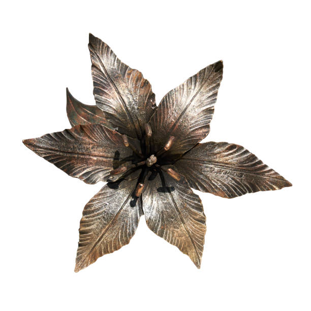 Lily handmade forged from metal. Isolated on a white background