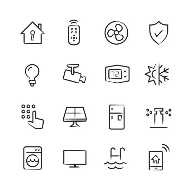 Vector illustration of Smart Home Icons — Sketchy Series