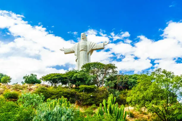 View on world largest Jesus Christ staue in Cochabamba - Bolivia
