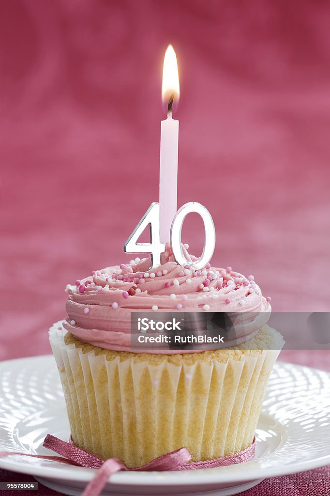 Fortieth birthday cupcake  Number 40 Stock Photo