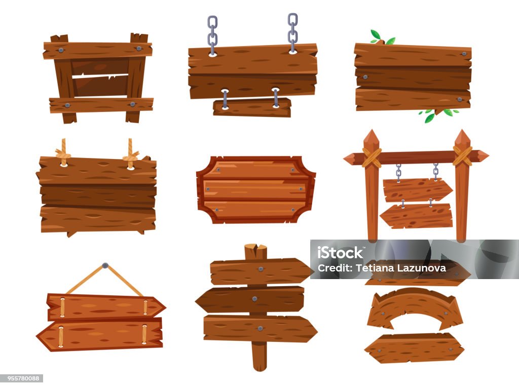 Bảng Hiệu Gỗ Hoạt Hình Cổ Điển Trống Rỗng Hoặc Biển Báo Sạch Phía ...