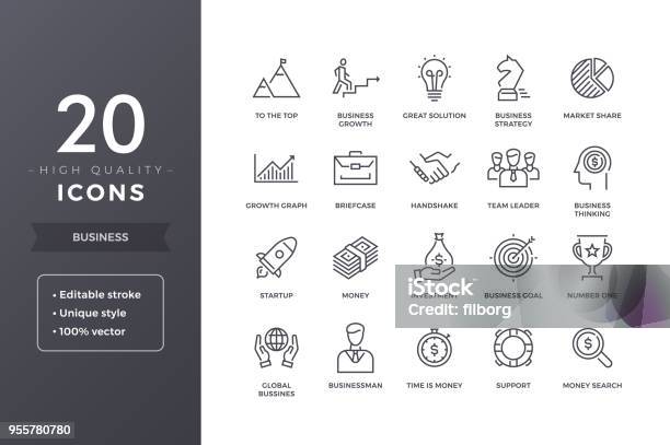 Business Line Icons Stock Illustration - Download Image Now - Icon Symbol, Business, Line Icon