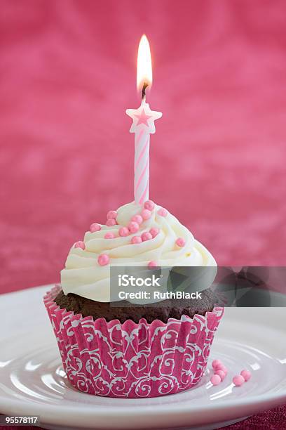 Birthday Cupcake Stock Photo - Download Image Now - Baked, Birthday, Birthday Cake