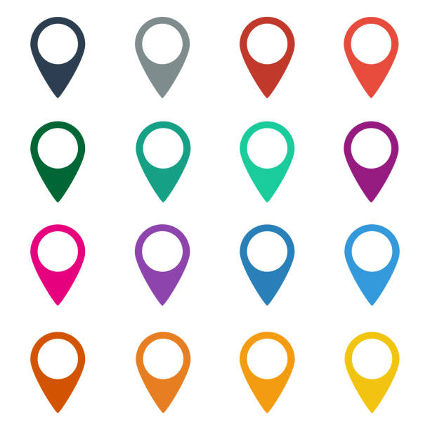 Colorful set of map markers. Colorful set of map markers on white background. Vector illustration pin entry stock illustrations