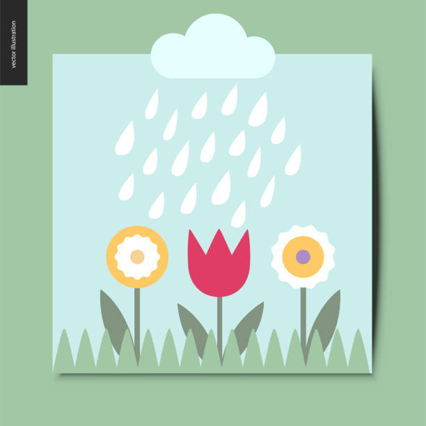 illustrations, cliparts, dessins animés et icônes de choses simples - fleurs - tulip field flower cloud