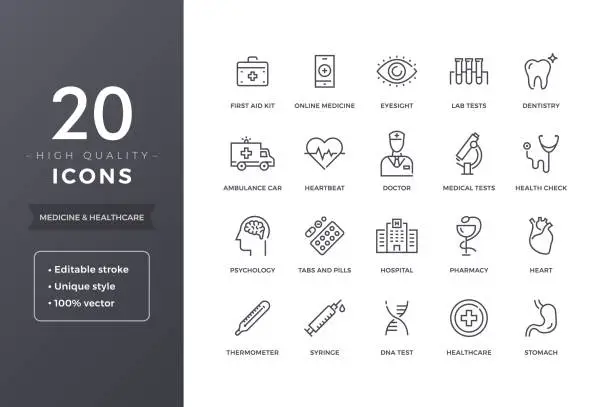 Vector illustration of Medical Line Icons