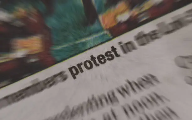 Protest news in newspaper