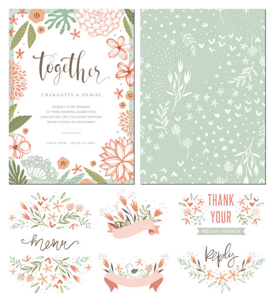 招待状やカード デザイン set_05 - bouquet backgrounds spring tulip点のイラスト素材／クリップアート素材／マンガ素材／アイコン素材
