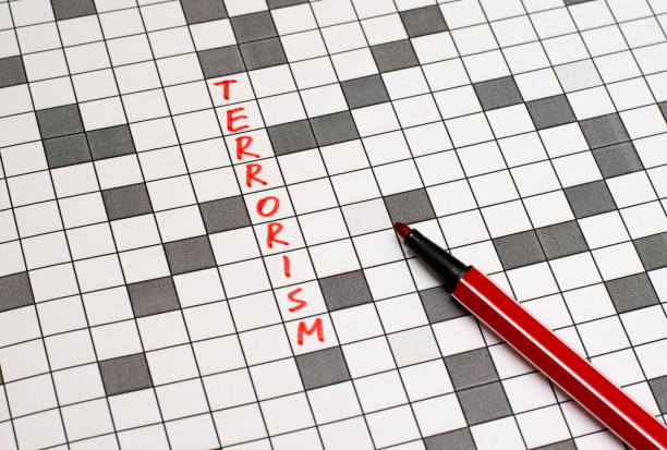 istock Terrorism. Text in crossword. Red letters. Close-up 955788856