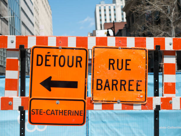 The Streets Of Montreal Are Clogged With Endless Roadwork. stock photo