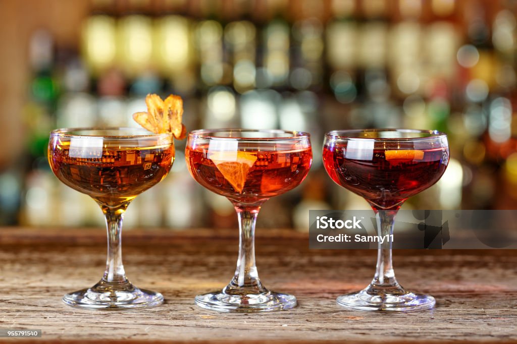 Different Drinks Stand In A Row On The Bar Photo For The Cocktail Menu  Stock Photo - Download Image Now - iStock