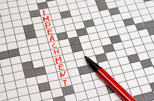 istock Impeachment. Text in crossword. Red letters. Close-up 955792112