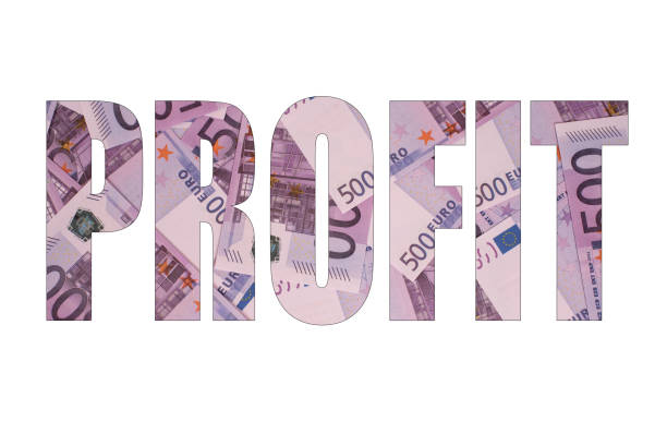 istock Text Profit with euro banknotes background, isolated white 955795980