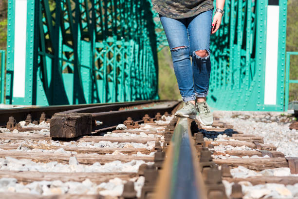 istock Walking on railroad track 955799958
