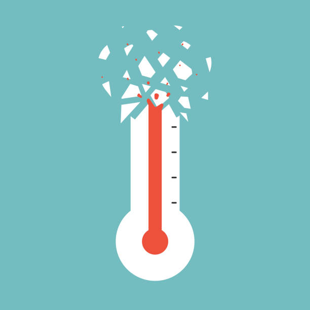 ilustrações, clipart, desenhos animados e ícones de termômetro com calor até rachadura pesada. ilustração vetorial - fever