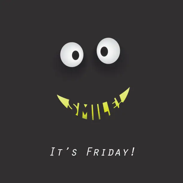 Vector illustration of Smile! It's Friday - Weekend's Coming Concept with Smiley