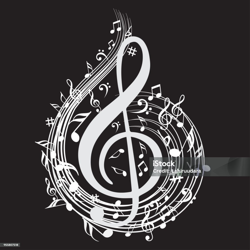 Music note background with music symbol icon collection Musical Note stock vector