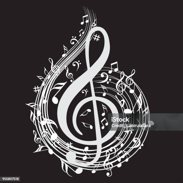 Music Note Background With Music Symbol Icon Collection Stock Illustration - Download Image Now