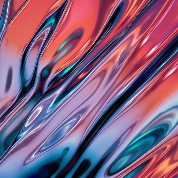 istock 3d render, abstract background, red blue holographic foil, iridescent wavy glass, cosmic texture, ripple, liquid surface, metallic reflection, esoteric aura. For creative projects: cover, fashion, web 955808816