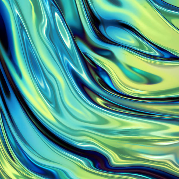 istock 3d render, abstract background, green holographic foil, iridescent wavy glass, cosmic texture, ripples, liquid surface, metallic reflection, esoteric aura. For creative projects: cover, fashion, web 955808826