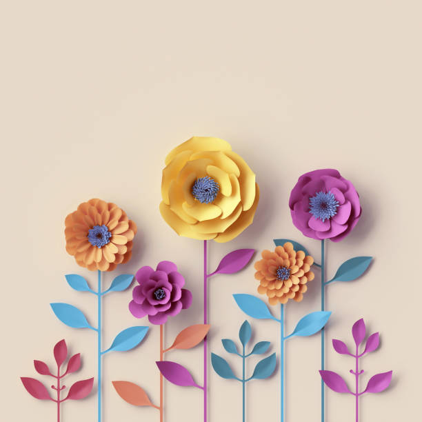 istock 3d render, pastel paper flowers, floral background, abstract heart shape, quilling craft, handmade festive decoration, romantic greeting card, blank banner 955809058