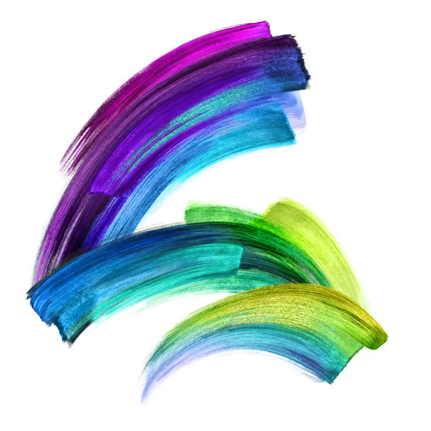 istock creative brush stroke clip art isolated on white background, dynamic watercolor smear, multicolor neon paint texture, green blue violet gold pink acrylics, grunge, rainbow 955809488