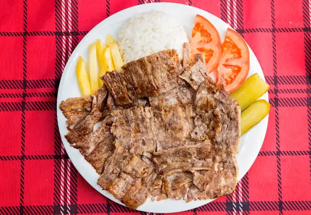 a portion of doner with rice