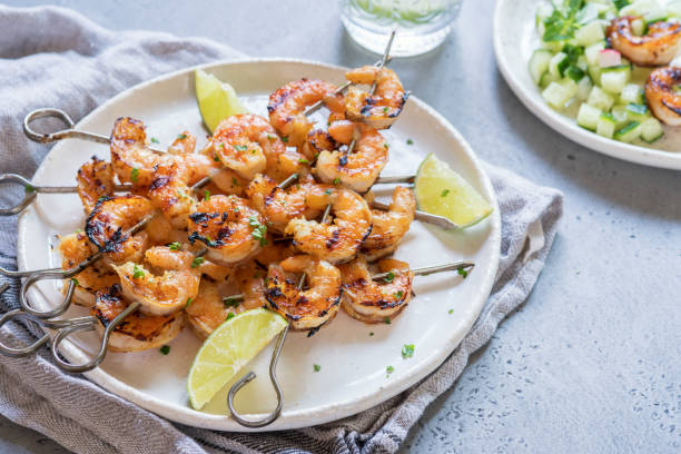 istock Grilled shrimp skewers 955813842