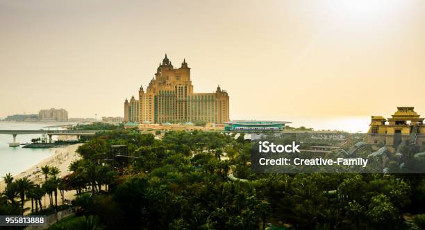 Atlantis Hotel On The Palm Jumeirah Island View From The Water Park Stock Photo - Download Image Now
