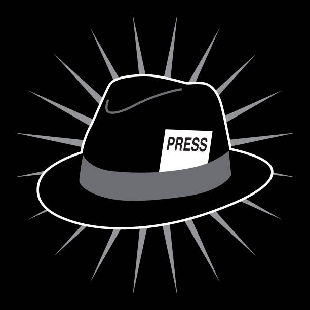 Black Hat PRESS Card Icon Vector illustration of a black dress hat with a PRESS card on it. anchor free pic stock illustrations