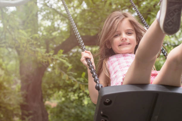 istock Happy Girl on Swing 955825036