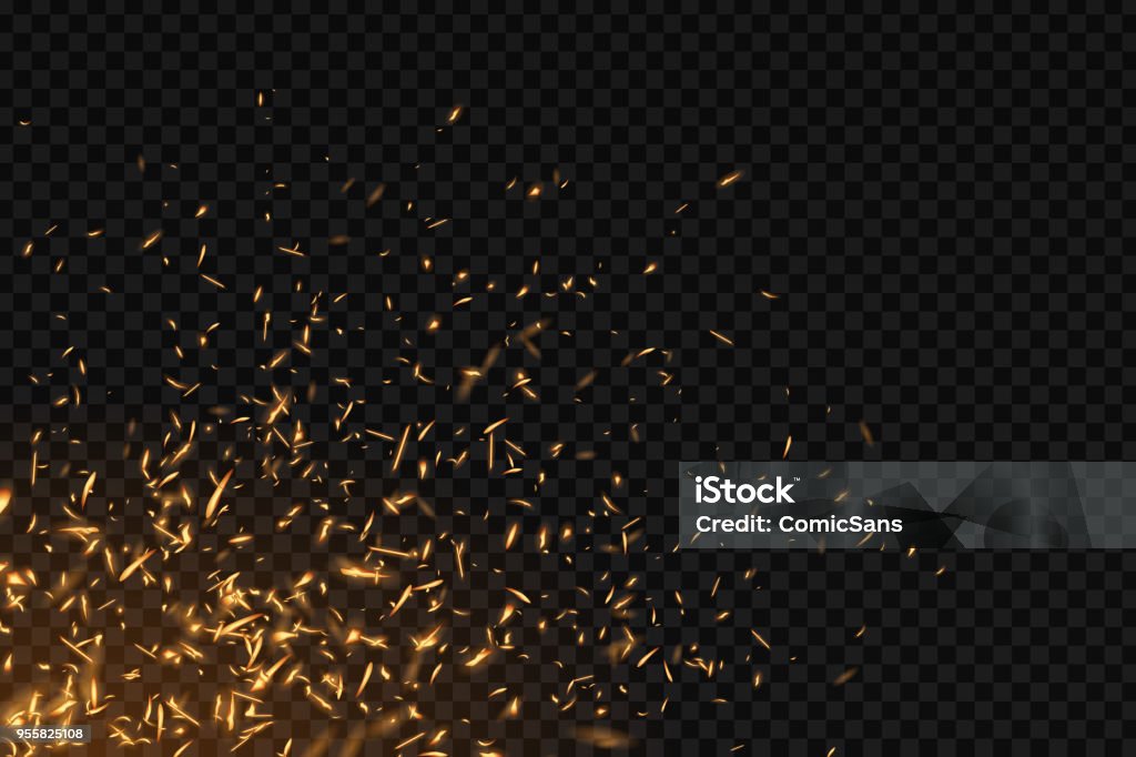 Vector realistic isolated fire effect for decoration and covering on the transparent background. Concept of sparkles, flame and light. Fire - Natural Phenomenon stock vector