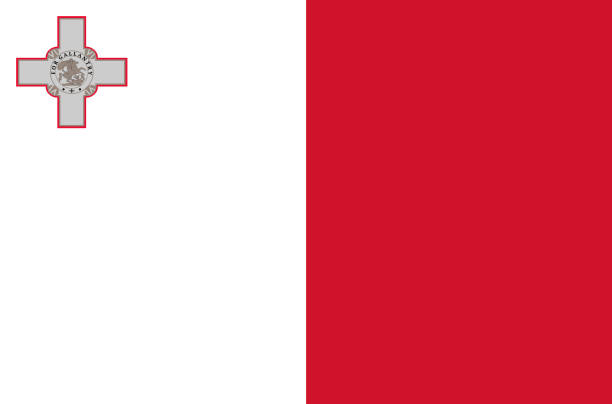 マルタの国旗。マルタ、正確な色、本当の色の公式旗 - マルタ島点のイラスト素材／クリップアート素材／マンガ素材／アイコン素材