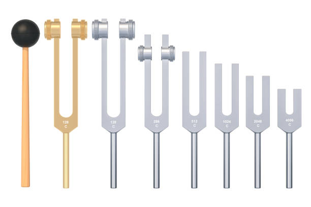 Metal Tuning Fork Isolated on a White Background.