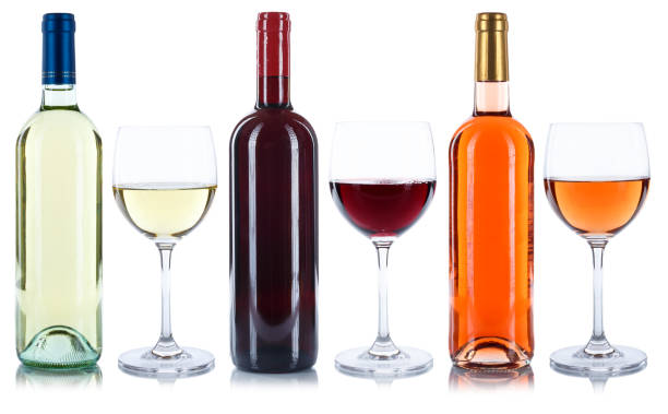 istock Red rose and white wine bottles glass alcohol drink isolated 955839540