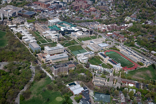 Aerial view of the campus of Carnegie Mellon University Pittsburgh Pa photograph taken April 2010