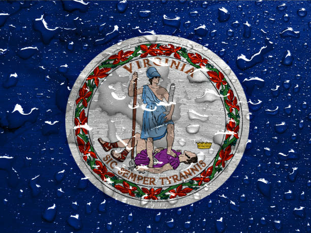 istock flag of Virginia with rain drops 955840722