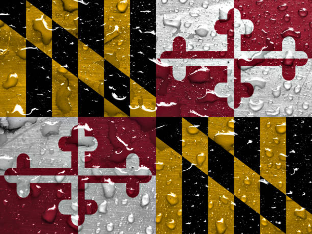 flag of Maryland with rain drops flag of Maryland with rain drops maryland us state photos stock pictures, royalty-free photos & images