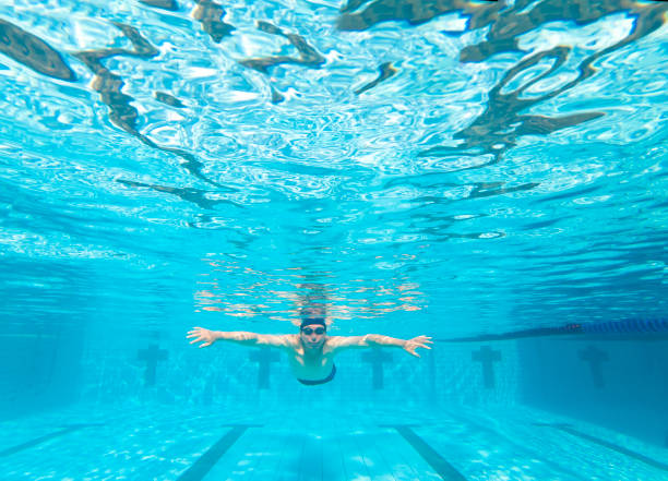 istock Underwater view of man in swimming pool 955844974
