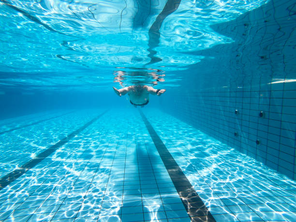 istock Underwater view of man in swimming pool 955845008