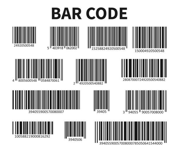 stockillustraties, clipart, cartoons en iconen met bar code instellen vector. universele product scancode. - streepjescode