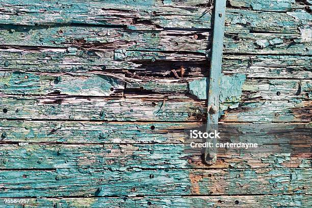 Peeling Pain On Side Of Old Boat Texture And Color Stock Photo - Download Image Now