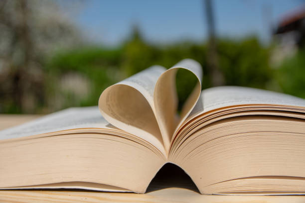 istock Book on a wooden table. Cards moved by the wind. 955854394