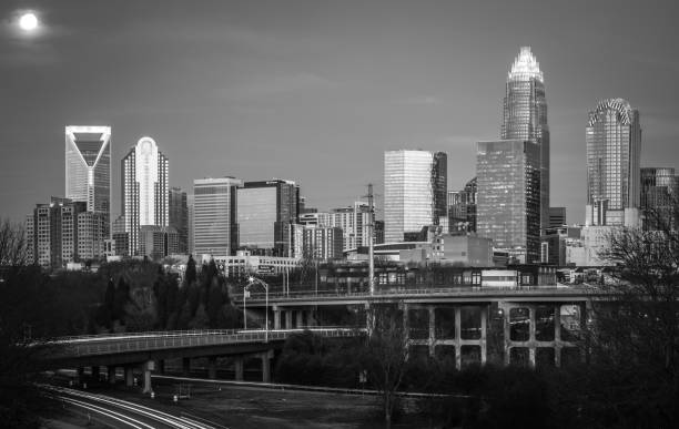 istock early morning sunrise over charlotte nc with moon in background 955855918
