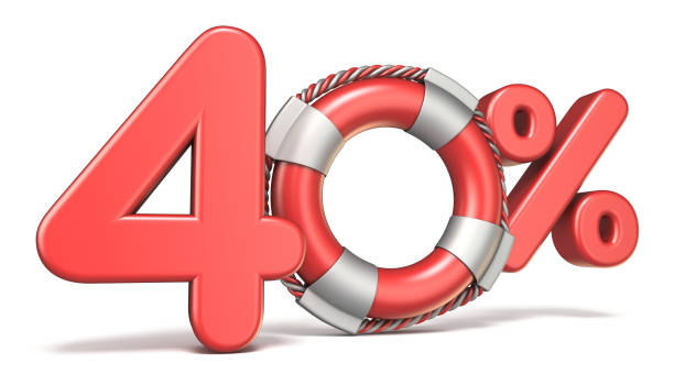 istock Life buoy 40 percent sign 3D 955869208