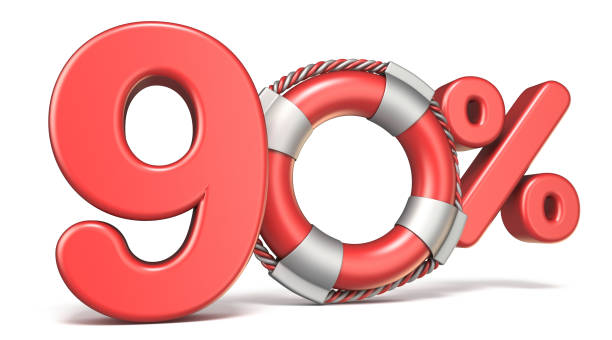 Life buoy 90 percent sign 3D