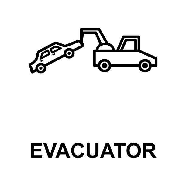 mietwagen in evacuator symbol. element der kfz-reparatur für mobile konzept und web-apps. detaillierte symbol kann für web und mobile verwendet werden. premium-symbol - autoschrottplatz stock-grafiken, -clipart, -cartoons und -symbole
